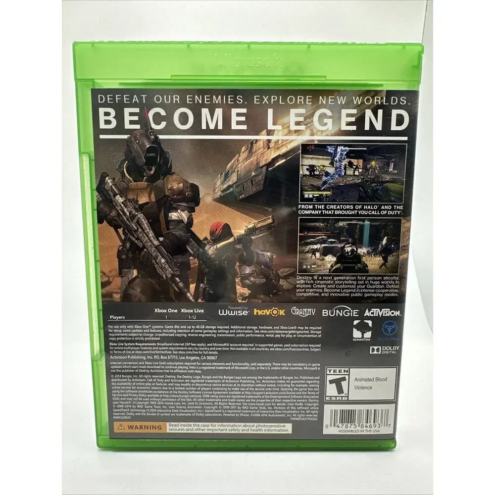 Destiny (Microsoft Xbox One, 2014) No Manual